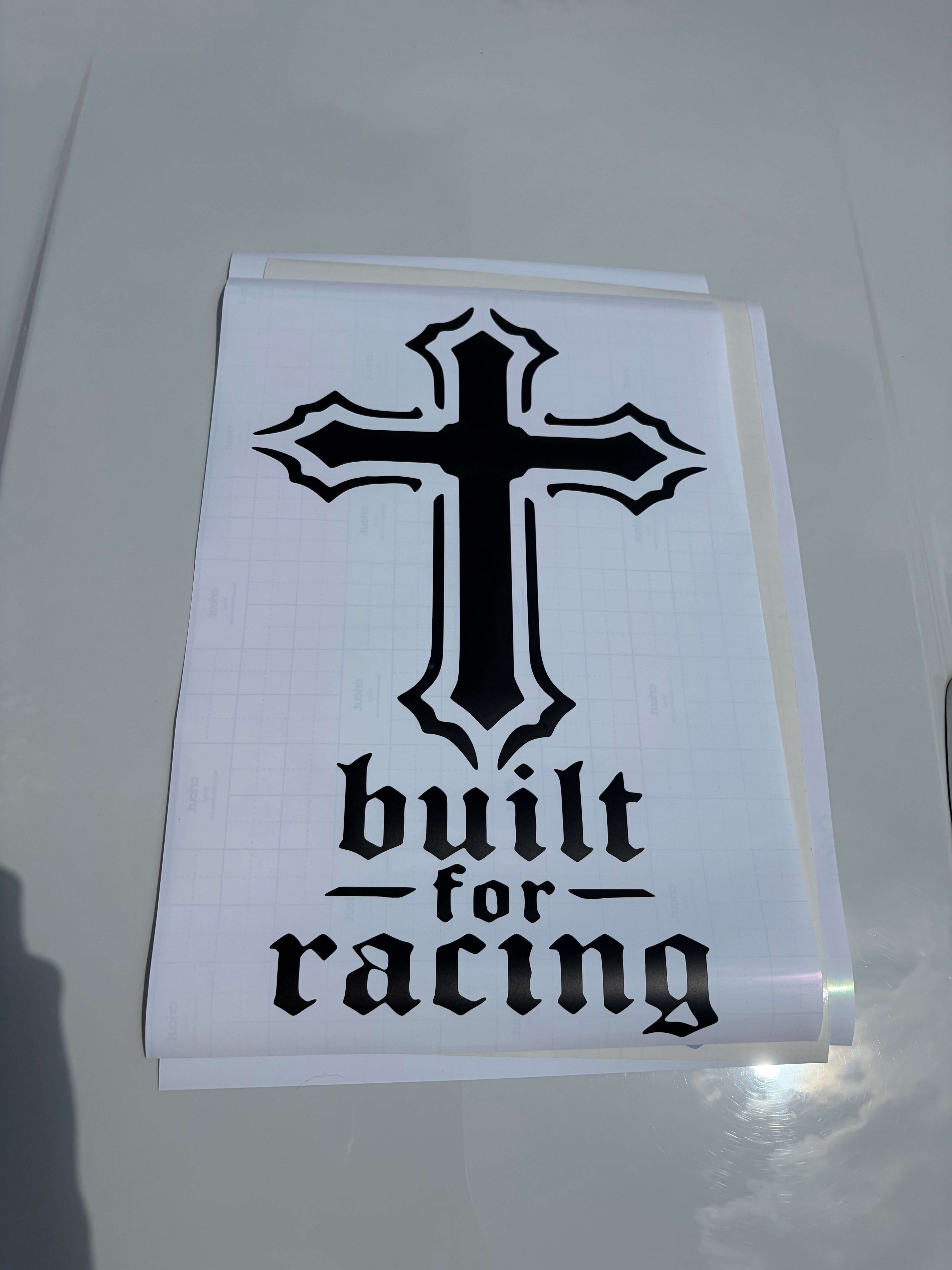 BUILT TO RACE CROSS DECAL